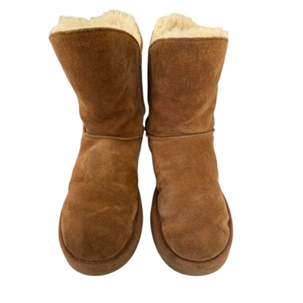 UGG Chestnut Suede Shearling Lined Side Lace Boots Womens 8